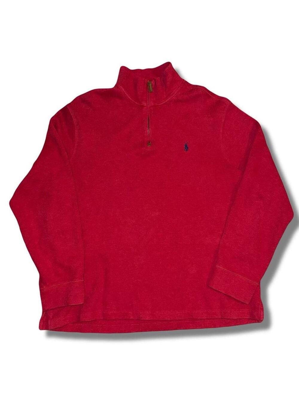 Vintage 90s / y2k Ralph Lauren red quarter zip sweatshirt size Large